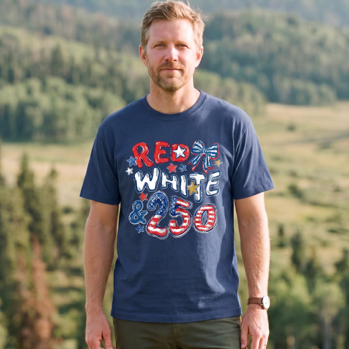 Red White and 250 Flag T-Shirt