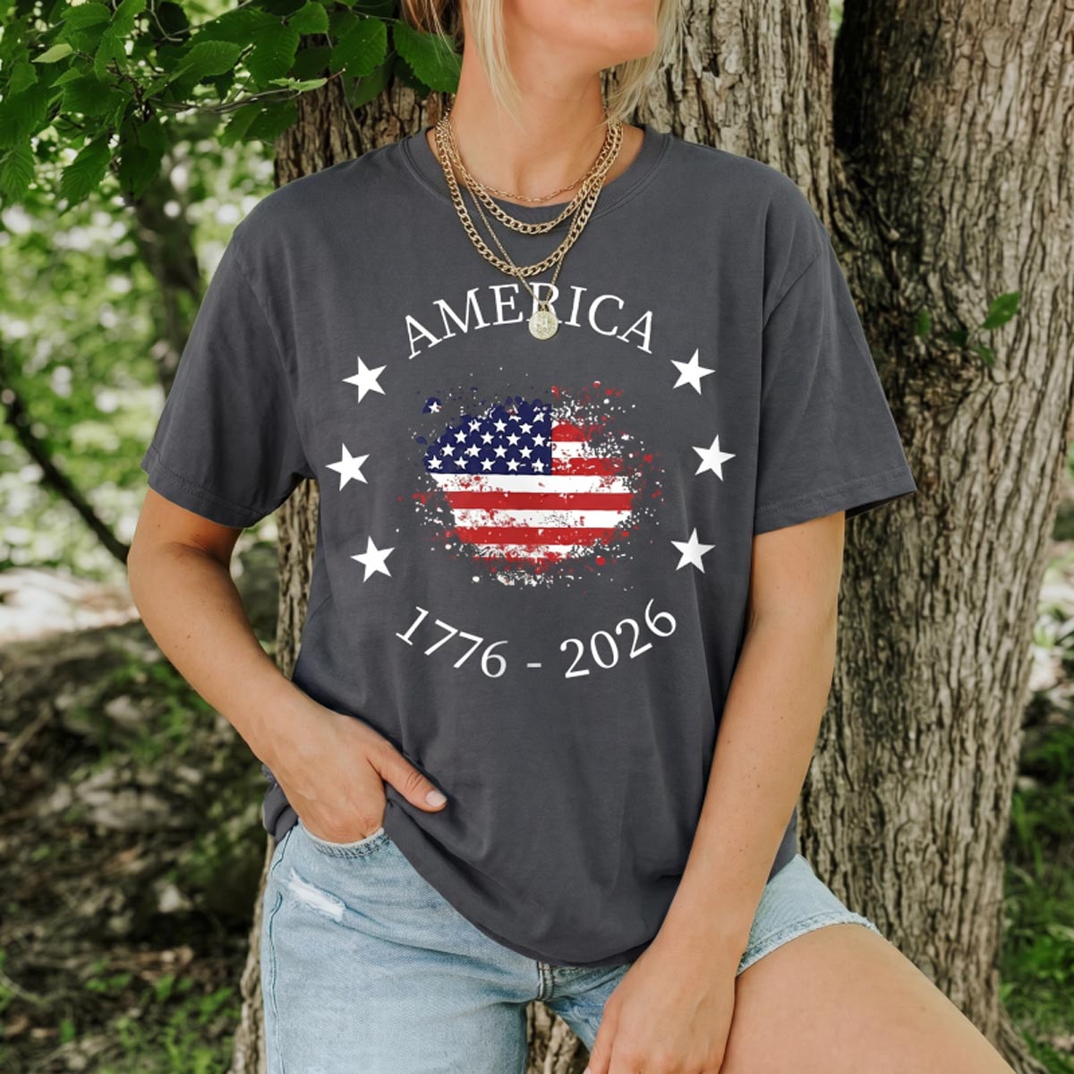 America 1776–2026 Stars Circle Flag T‑Shirt