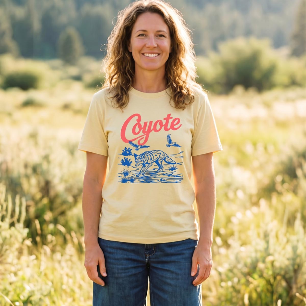 Retro Desert Wildlife Coyote T-Shirt