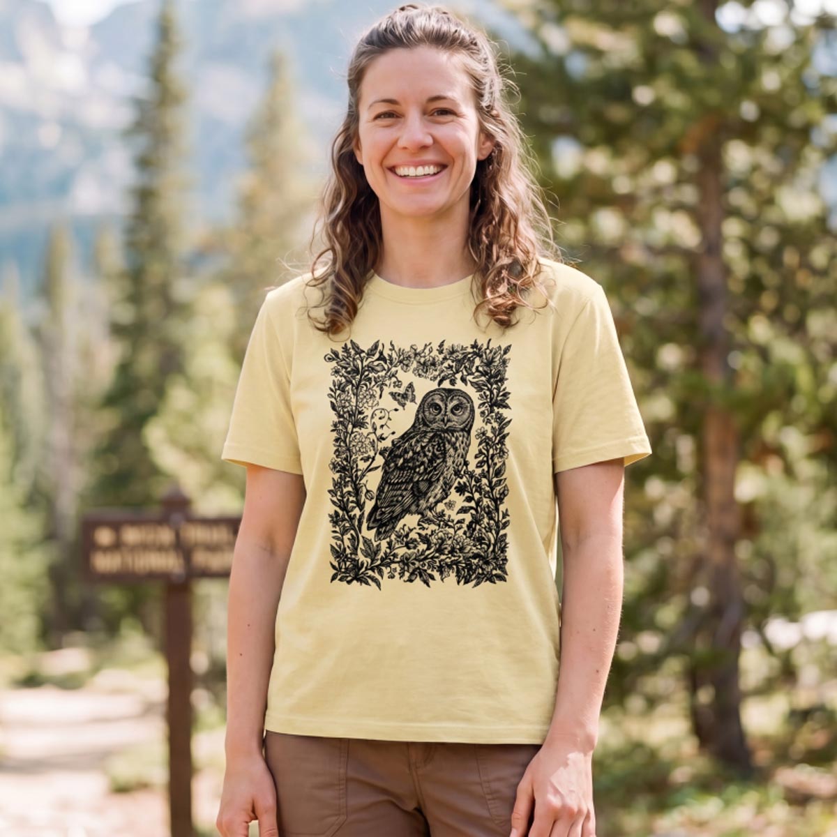 Cottagecore Forest Owl T‑Shirt 