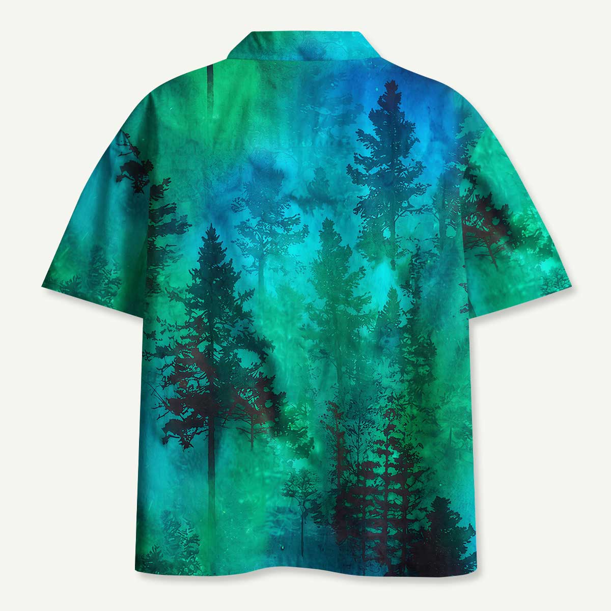Nature Glowing Forest Tree Hawaii Button Up Pocket Shirt