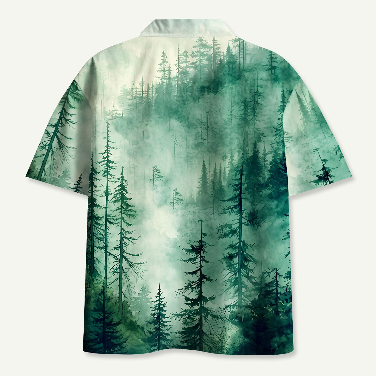 Misty Pine Forest Hawaii Button Up Pocket Shirt