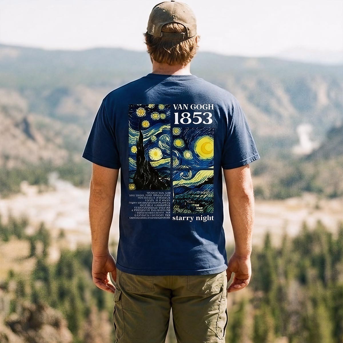 Van Gogh 1853 Starry Night Panel T-Shirt