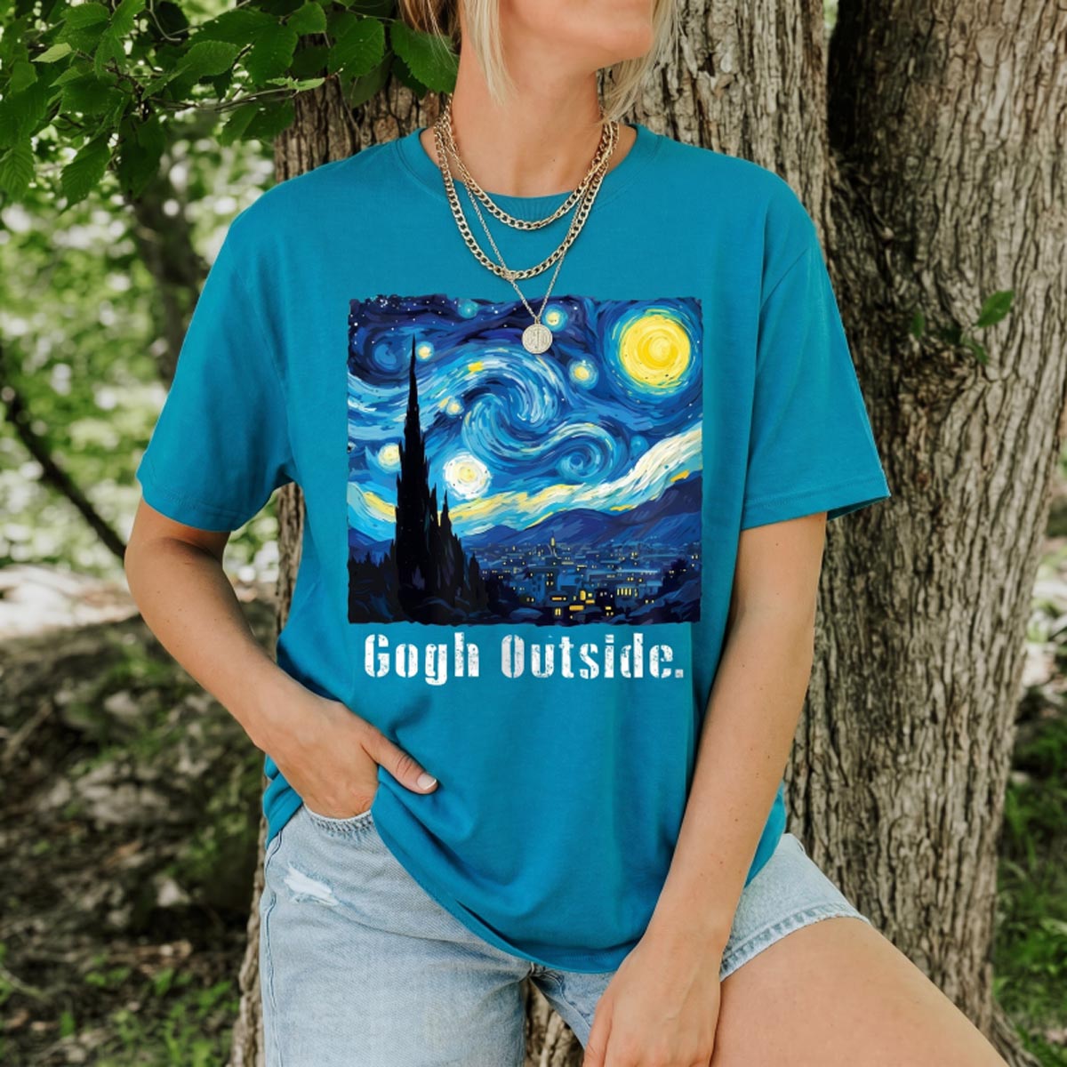 Swirl Night Sky Gogh Outside T-Shirt
