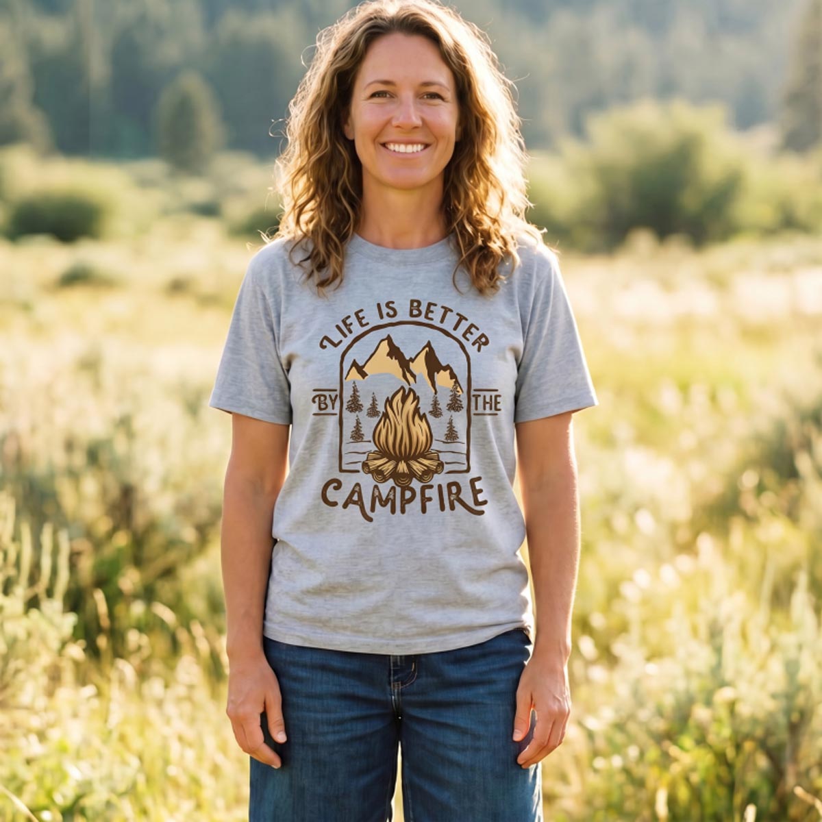 Life Is Better by the Campfire Mountain Camp T-Shirt