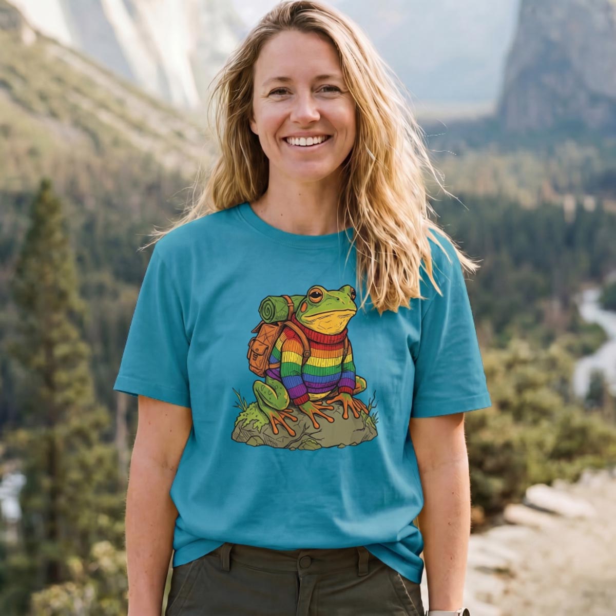 Frog Rainbow Backpack T-Shirt