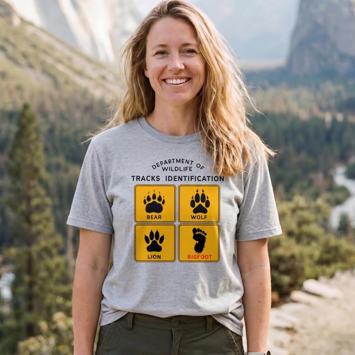 Department of Wildlife Tracks Identification Bear Wolf Lion Cryptids T-Shirt