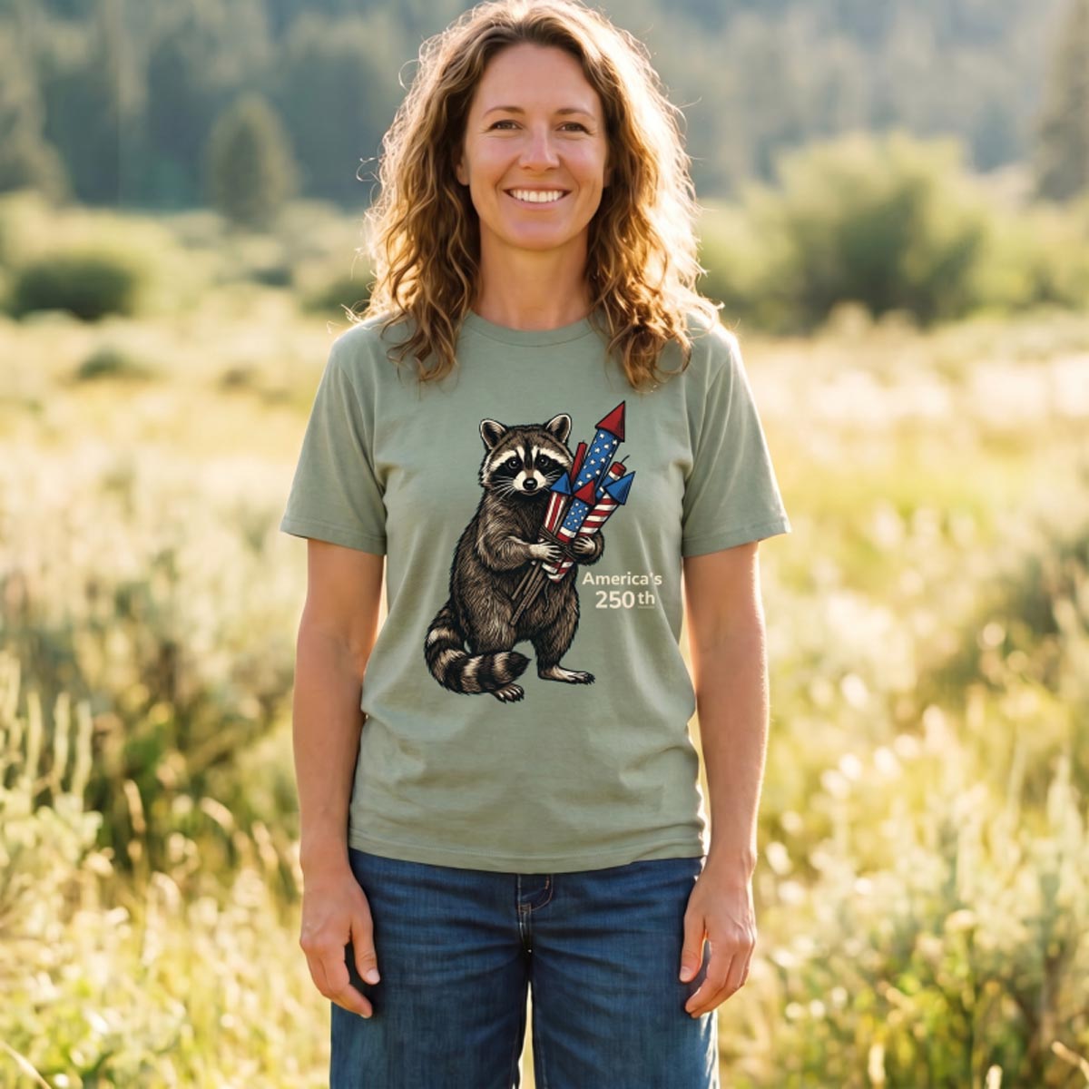 Raccoon America’s 250th Fireworks T-Shirt