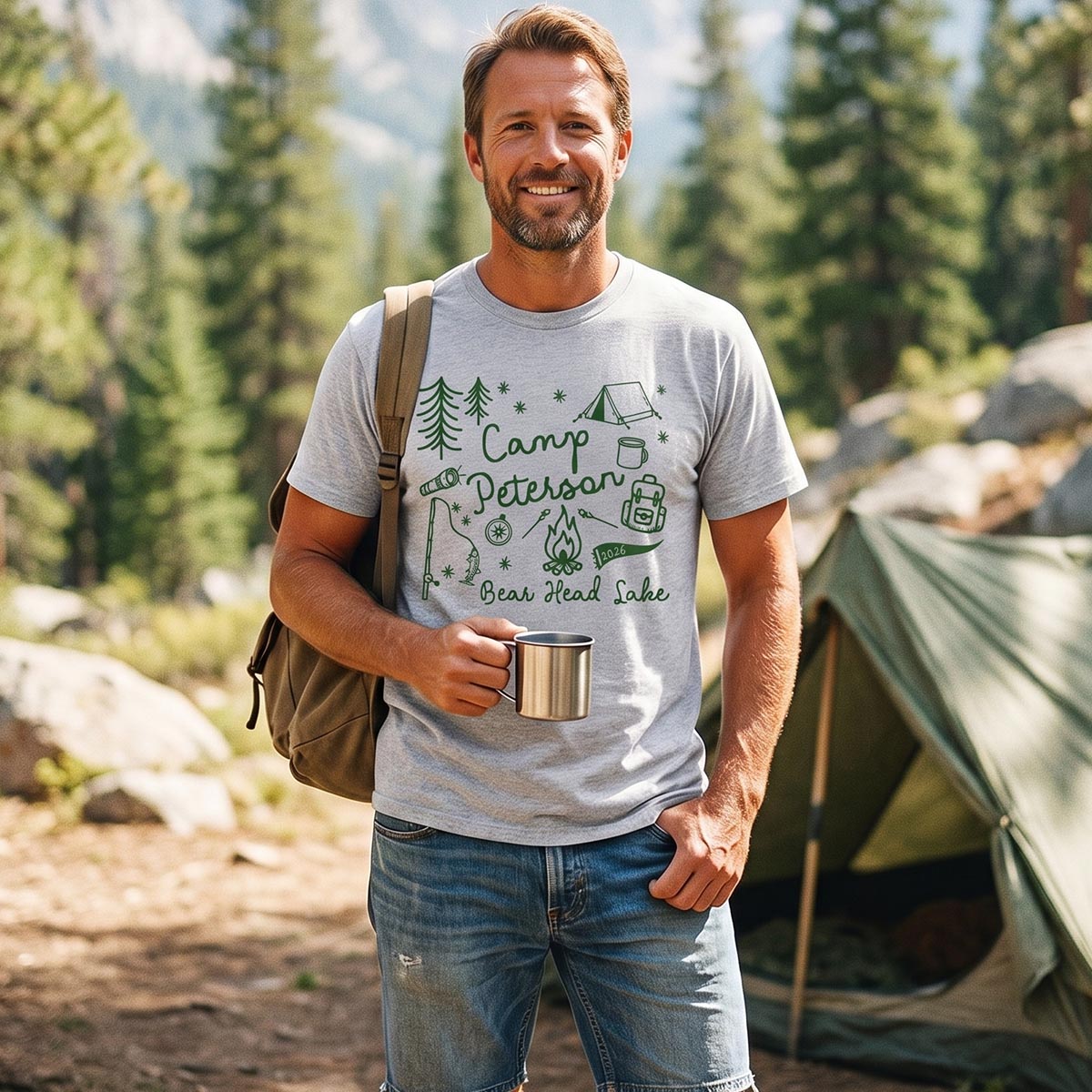 Camp Style Bear Head Lake Camping T-Shirt