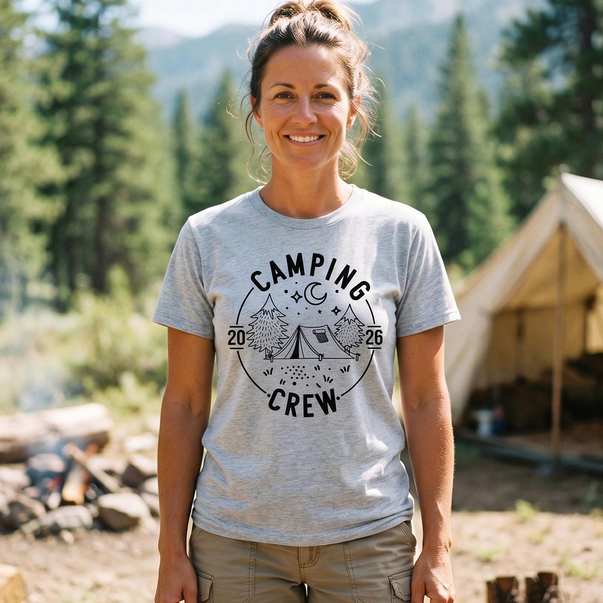Minimalist Camping Crew Outdoor Adventure T-Shirt