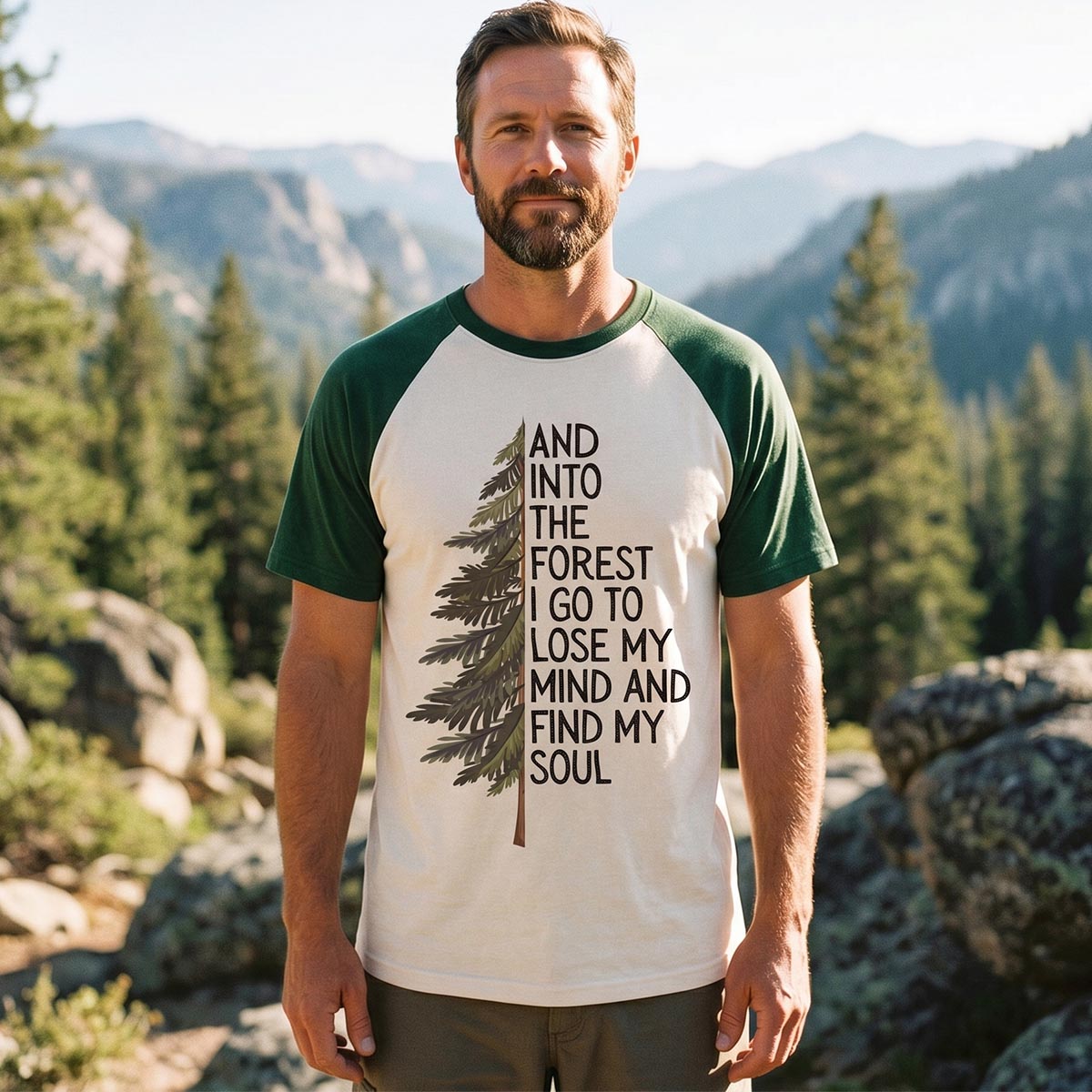 Into the Forest Tree Quote Raglan T-Shirt