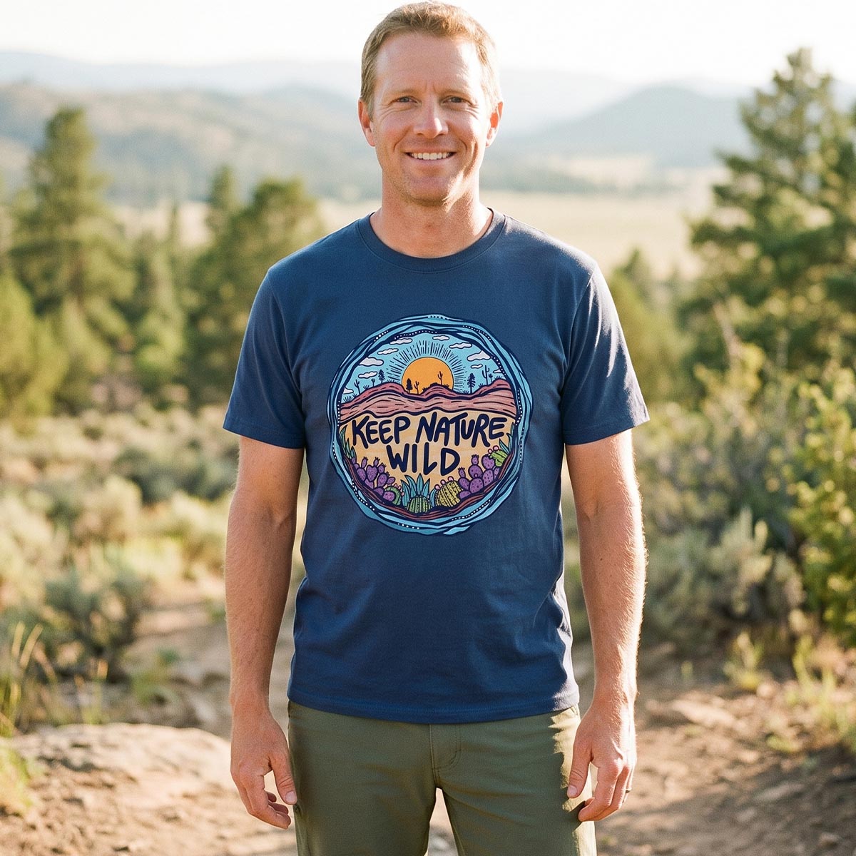 Desert Sunset Nature Badge Keep Nature T-Shirt