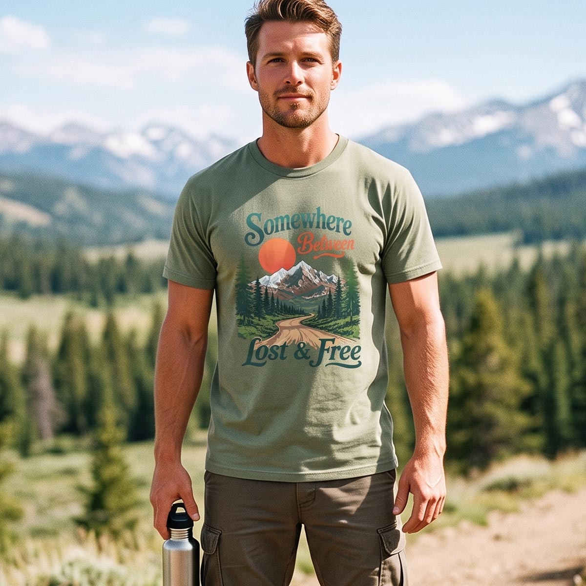 Somewhere Between Lost and Free Mountain Nature T-Shirt