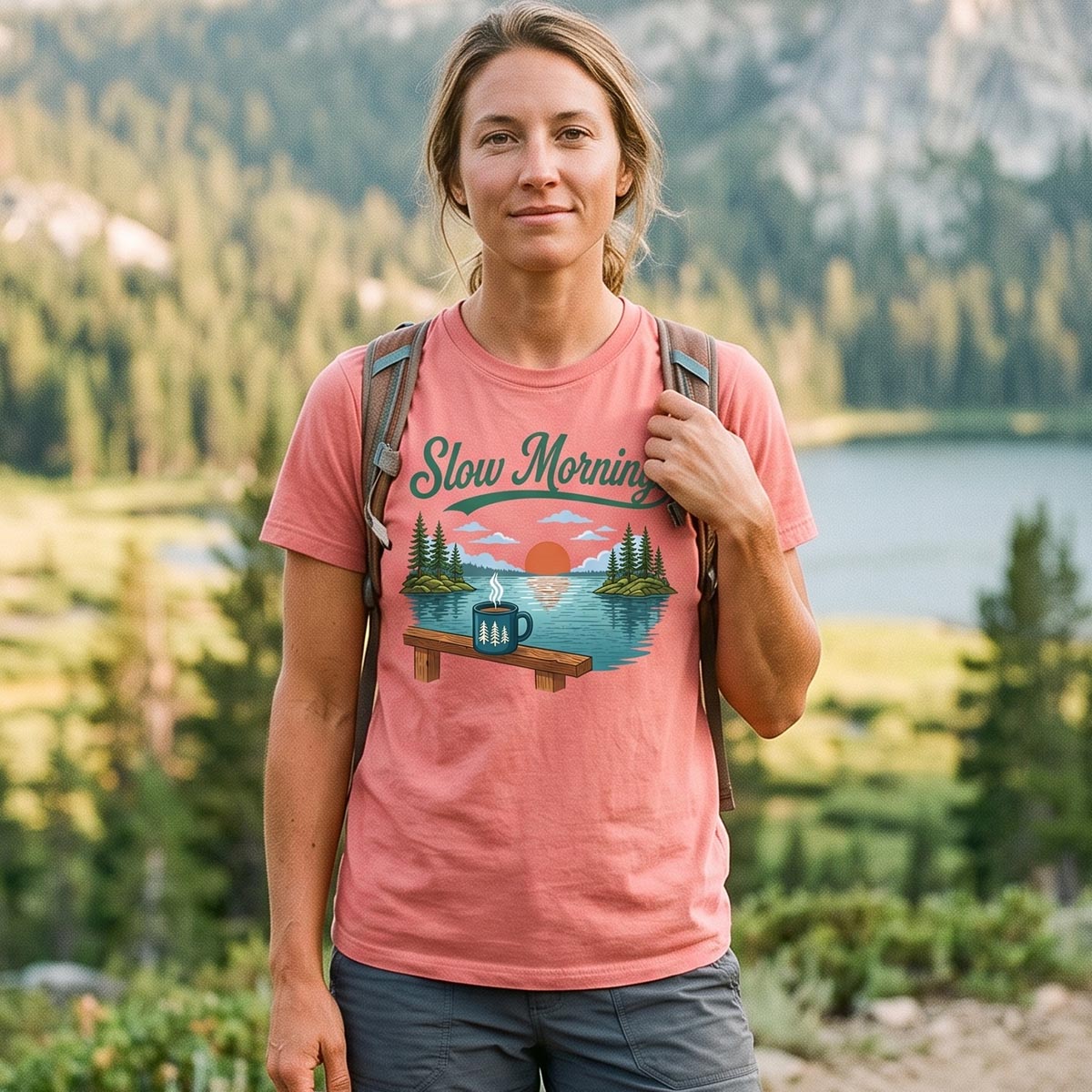 Slow Mornings Lake Coffee T-Shirt