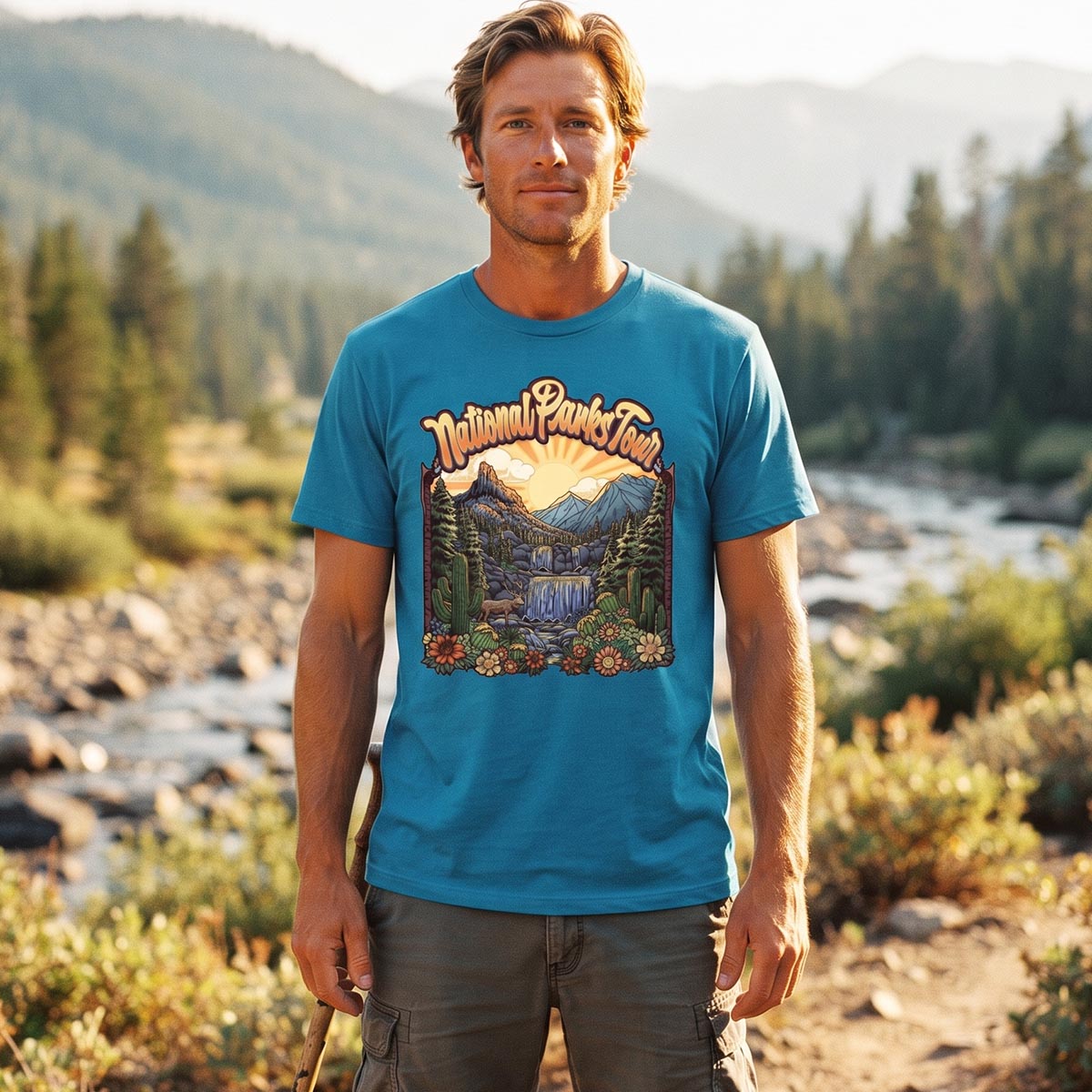 Mountain Waterfall Scenic Landscape National Parks T-Shirt