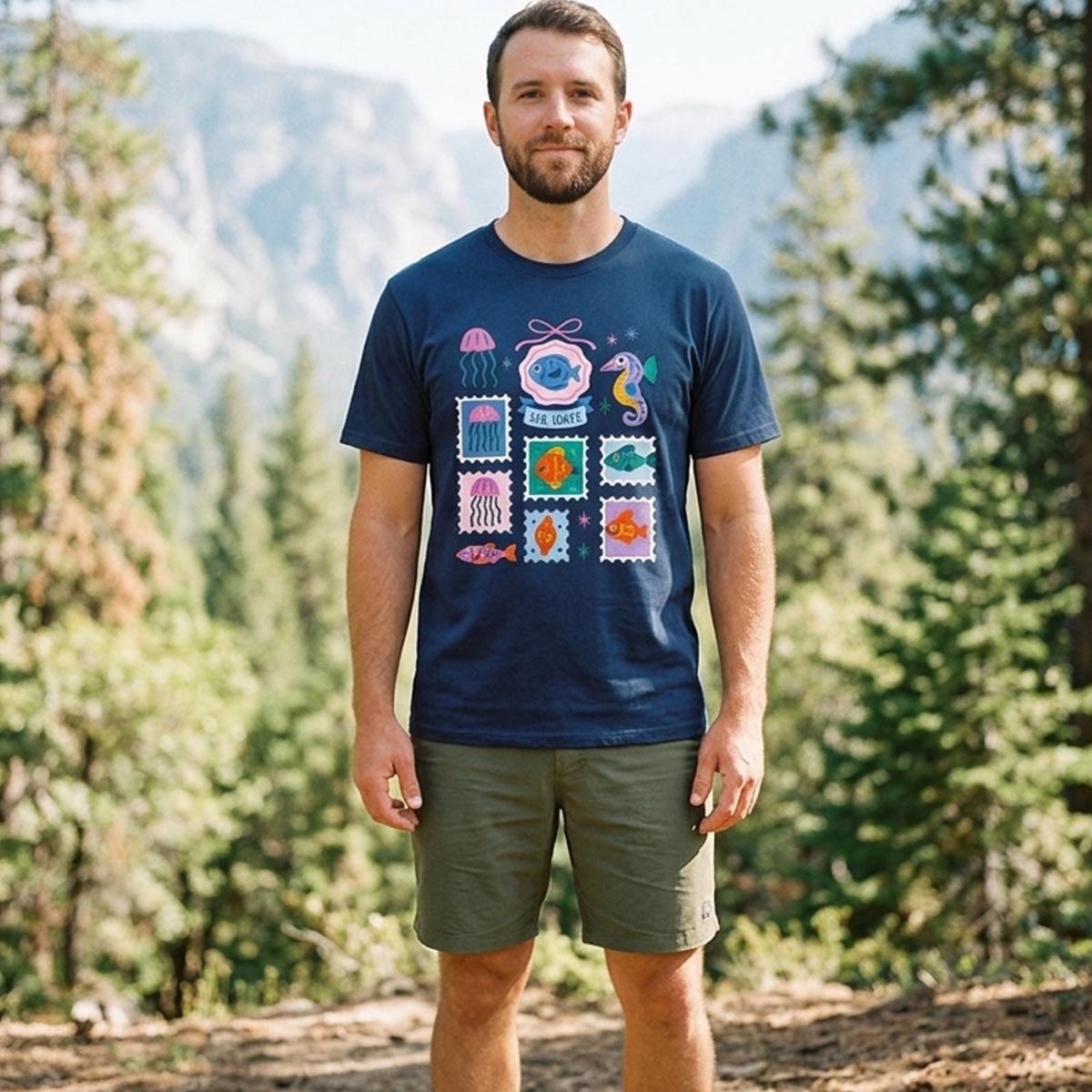 Sea Lover Stamp Ocean Animal Identification Guide T-Shirt