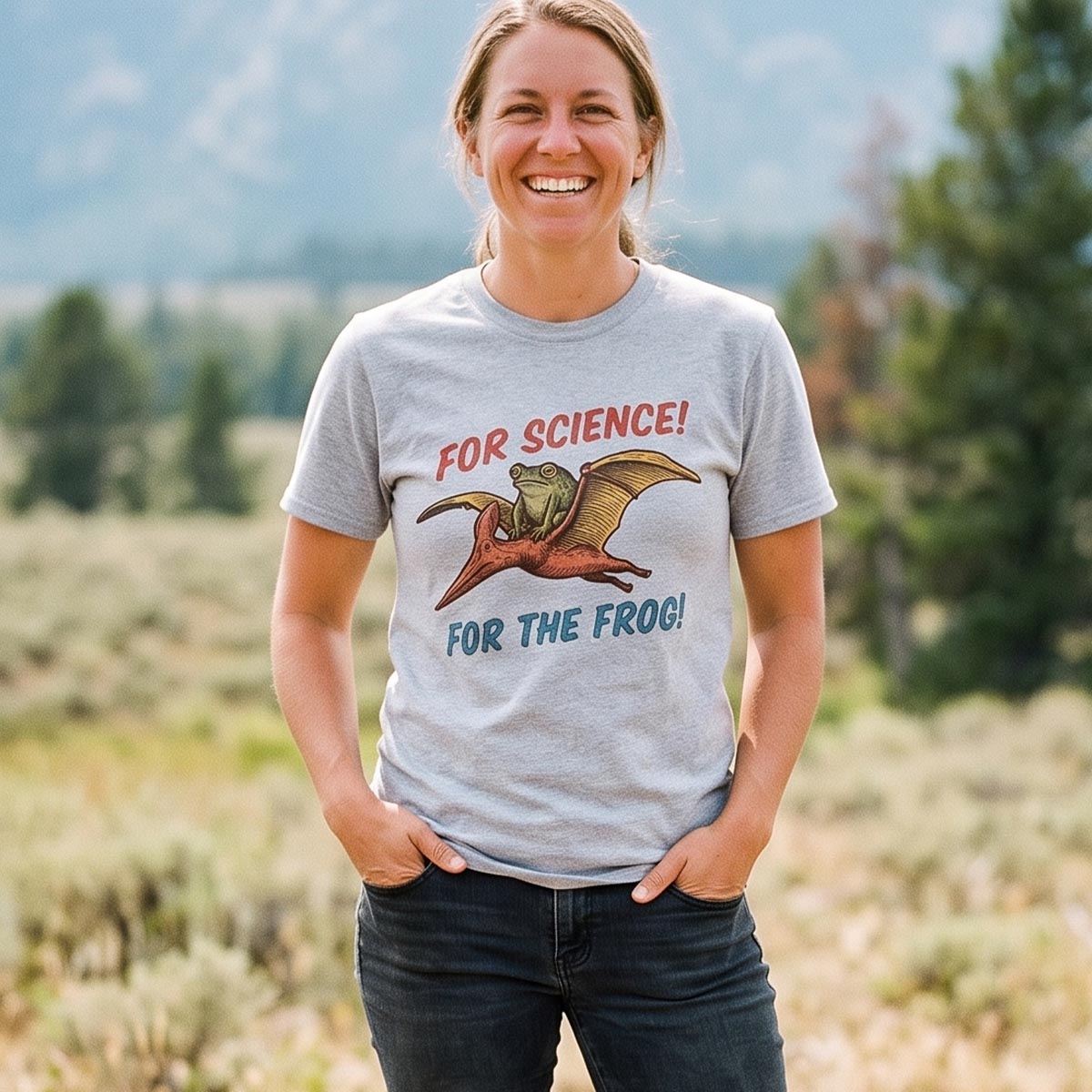 For Science Frog Riding Pterosaur T-Shirt