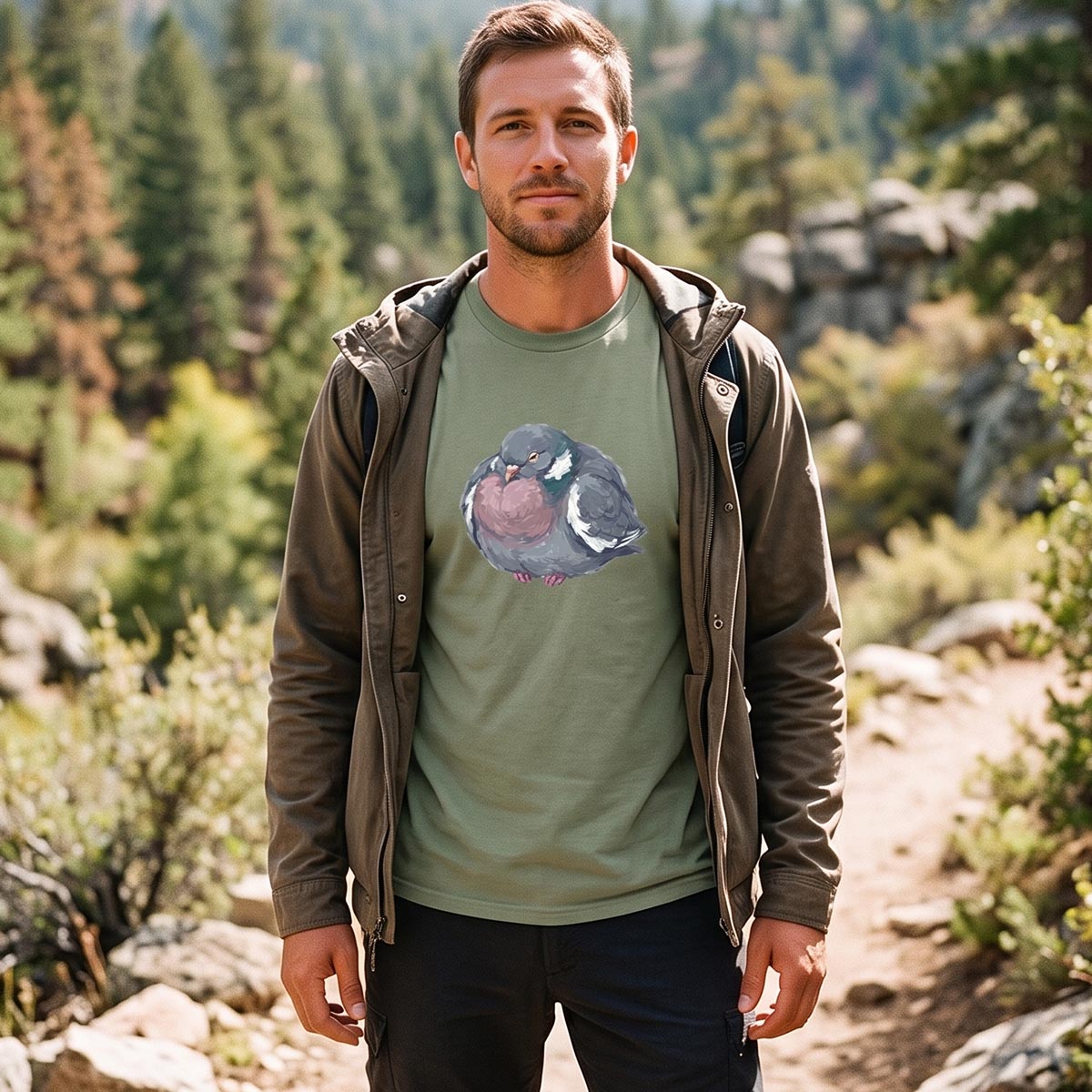 Cozy Pigeon Hand Drawn Bird T-Shirt