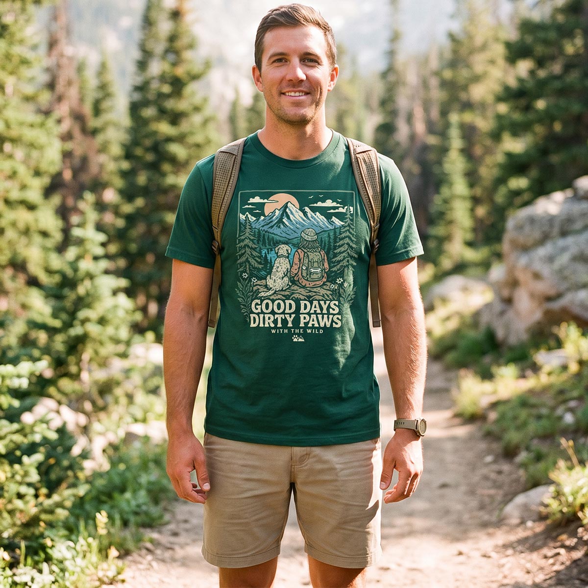 Adventure Dog & Mountain Outdoor Hiking T-Shirt