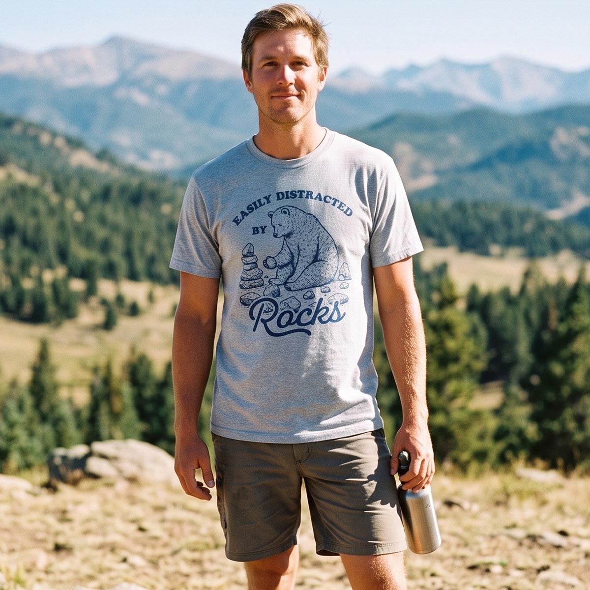 Easily Distracted By Rocks Bear T-Shirt
