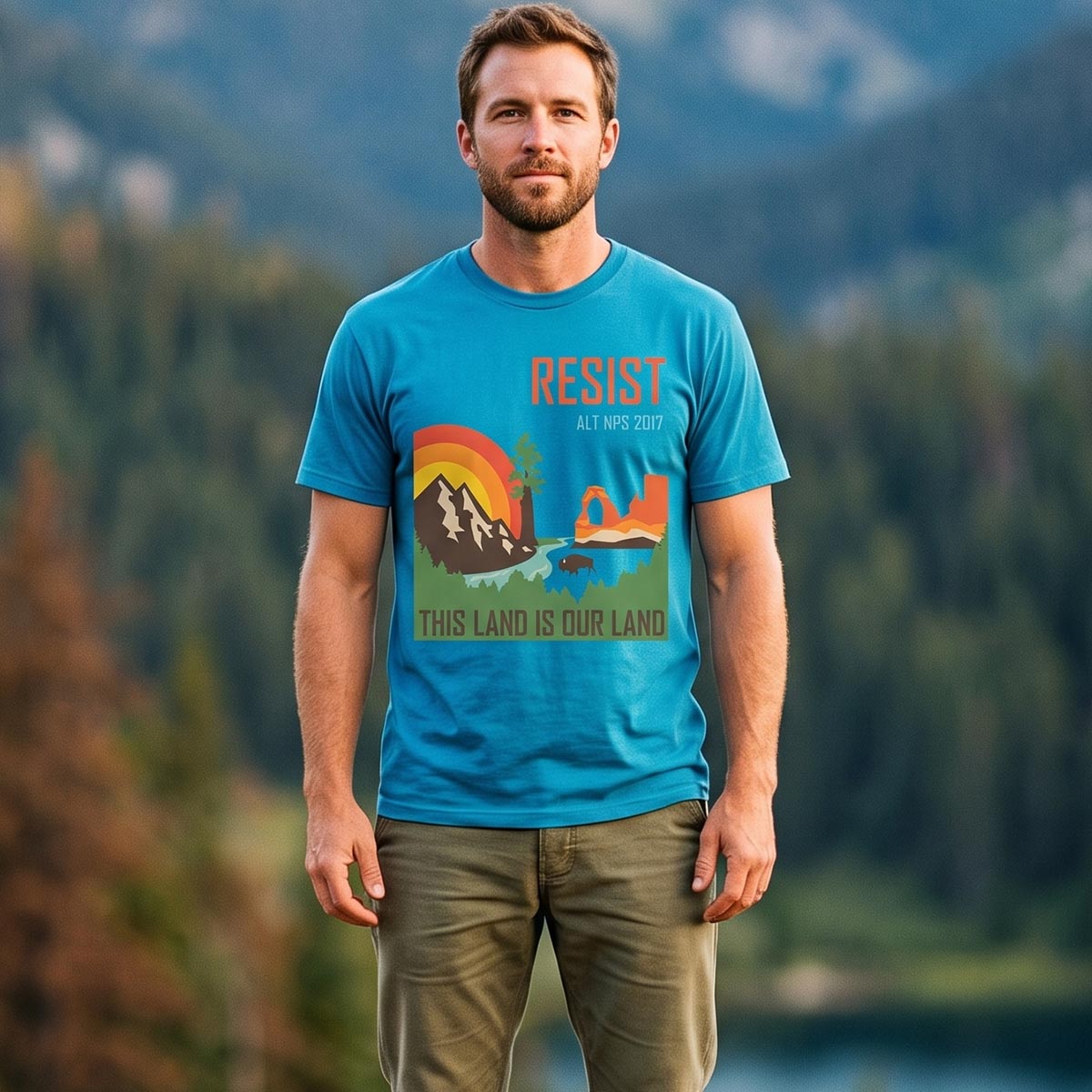 Retro Wilderness Landscape Mountain Adventure T-Shirt