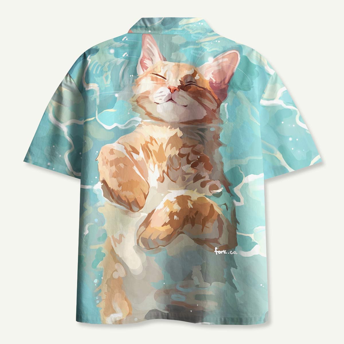 Floating Ginger Cat Hawaii Button Up Pocket Shirt