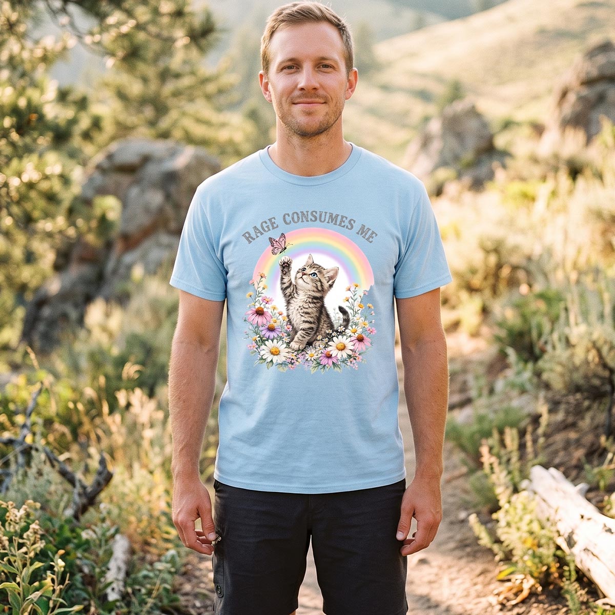 Rainbow Garden Cat T-Shirt