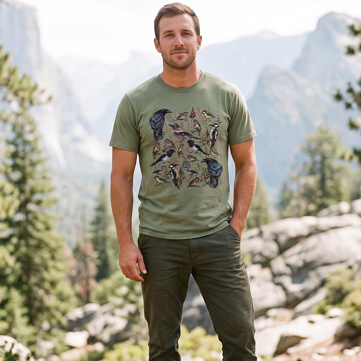 Vintage Wild Birds Botanical T-Shirt