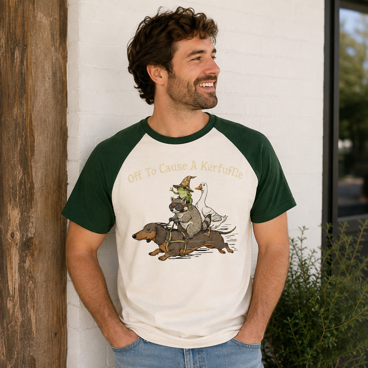 Off To Cause A Kerfuffle Raglan T-Shirt