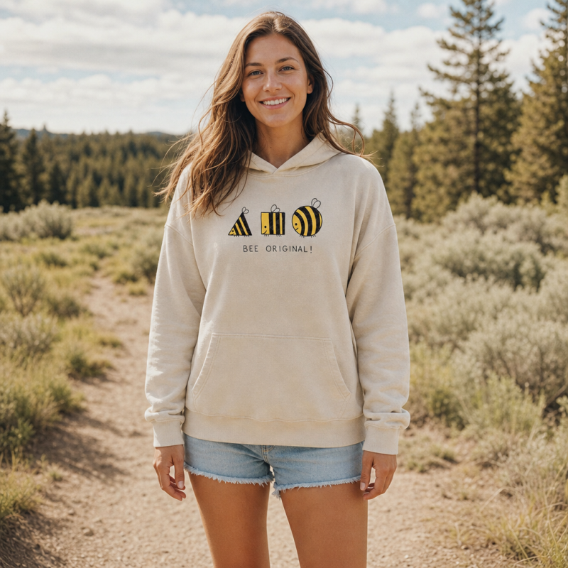 Bee Original Geometric Bees Washed Hoodie