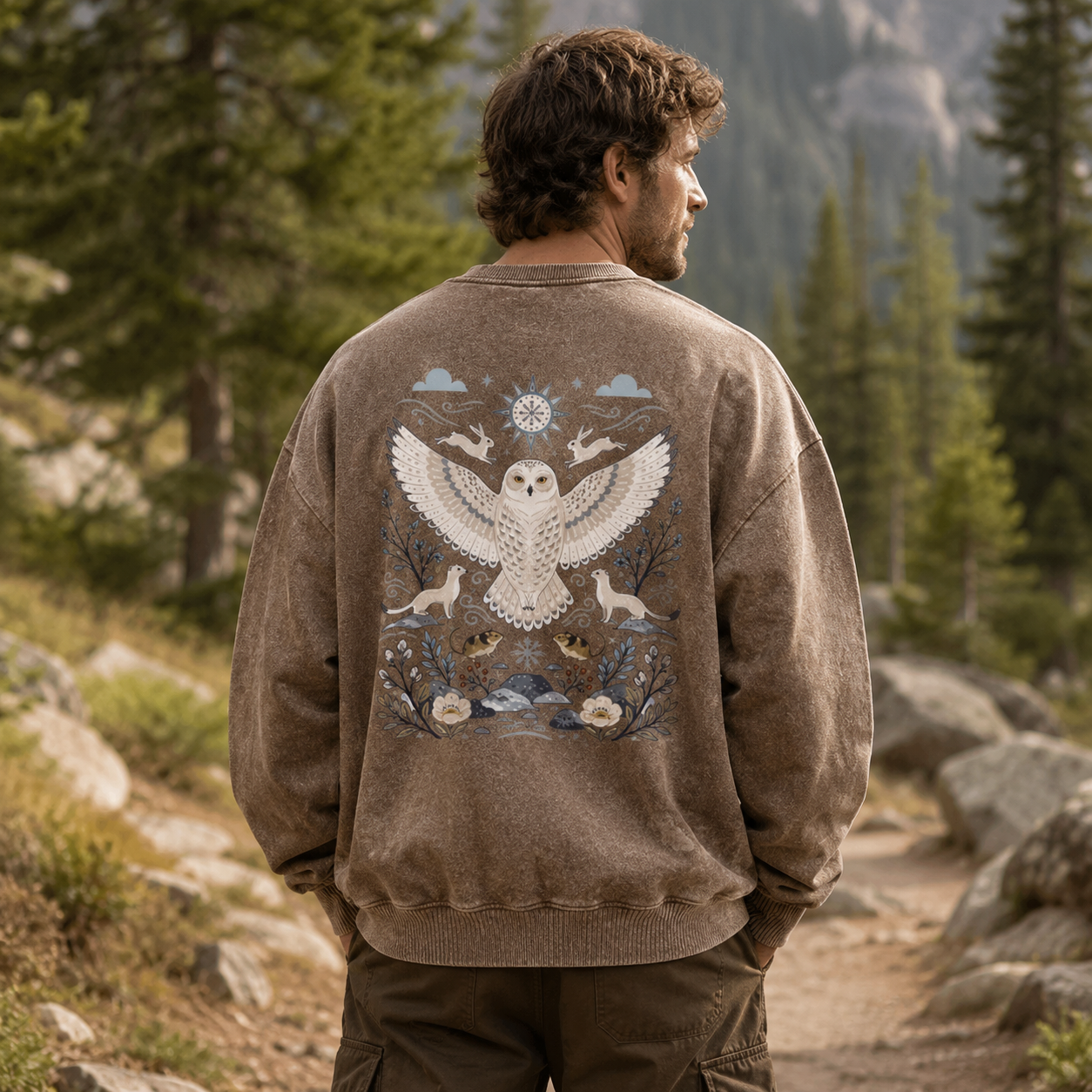 Snowy Owl’s Tundra Kingdom Washed Sweatshirts