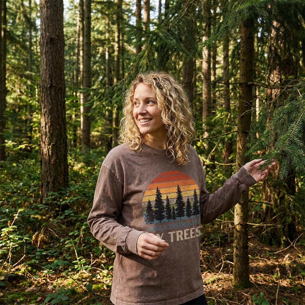 Easily Distracted By Trees Washed Long Sleeves