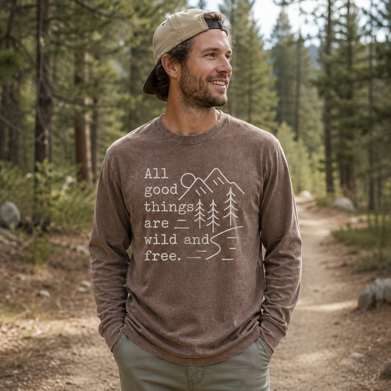 All Good Things Are Wild and Free Washed Long Sleeves