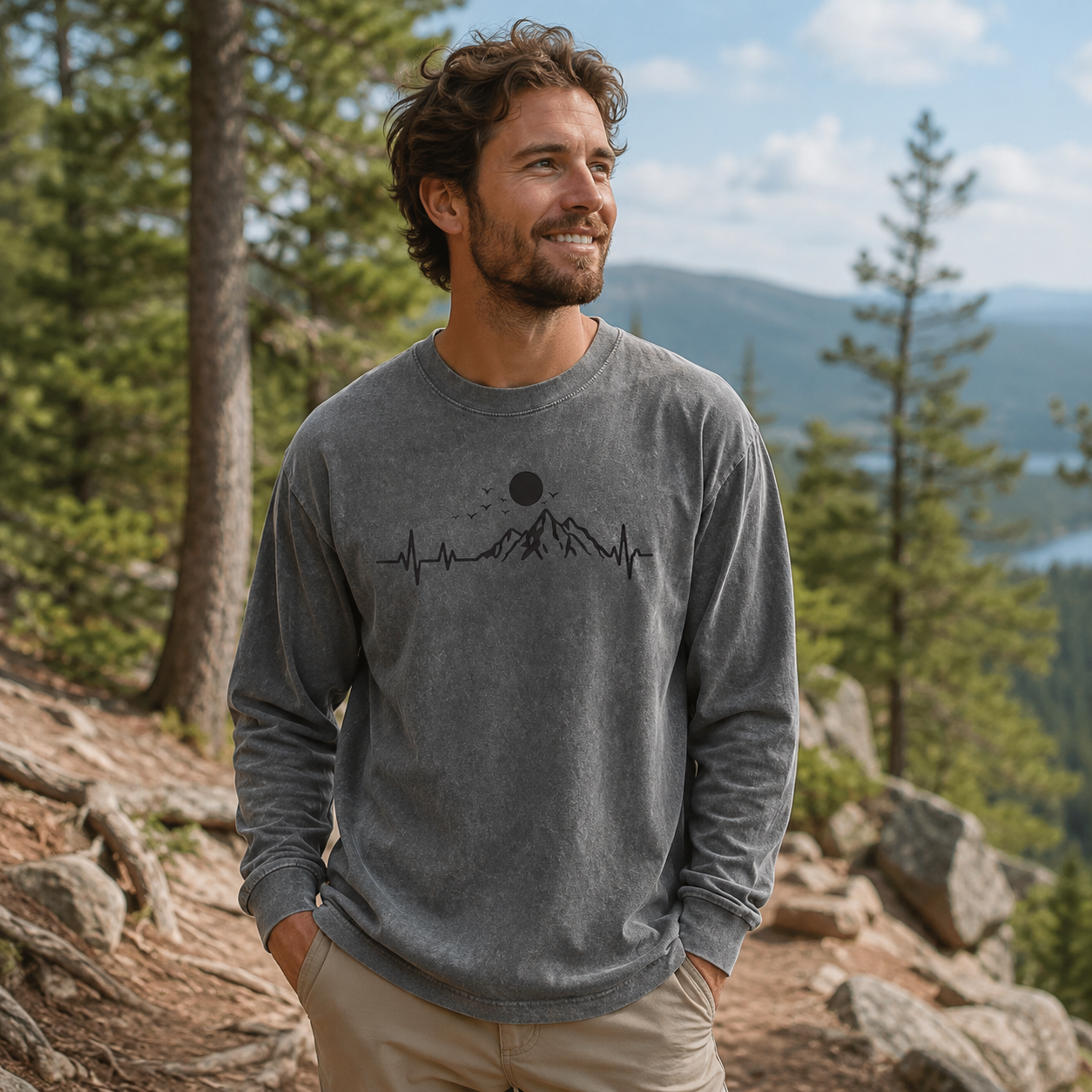 Mountains Are My Heartbeat Washed Long Sleeves
