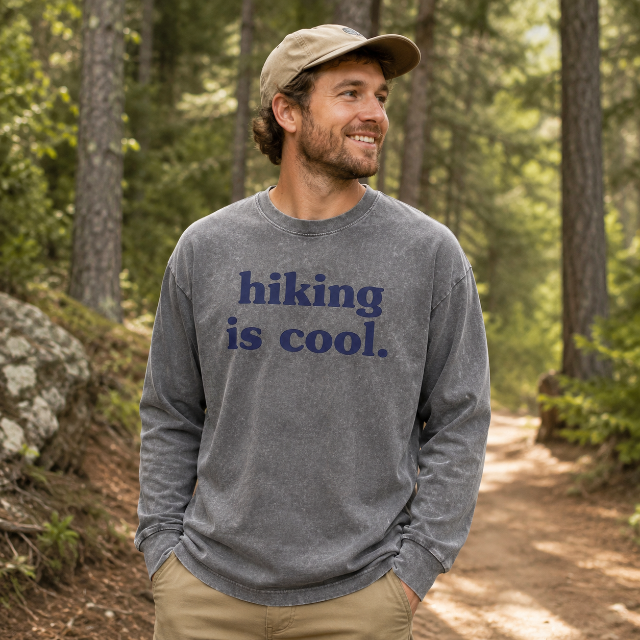 Hiking Is Cool Washed Long Sleeves