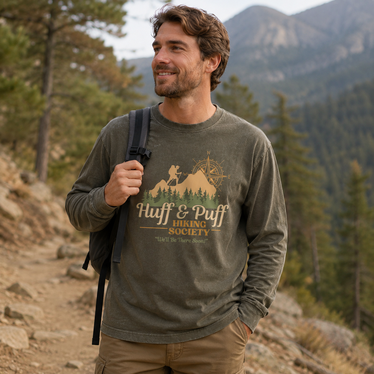Huff and Puff Hiking Society Washed Long Sleeves