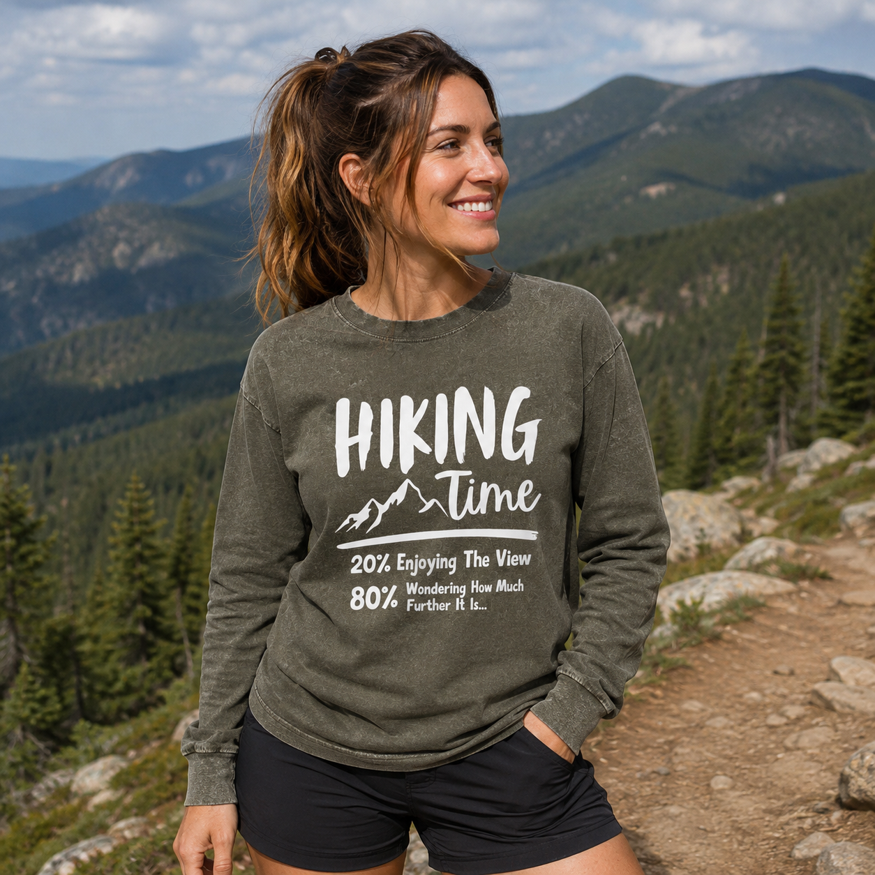 Hiking Time How Much Further Washed Long Sleeves