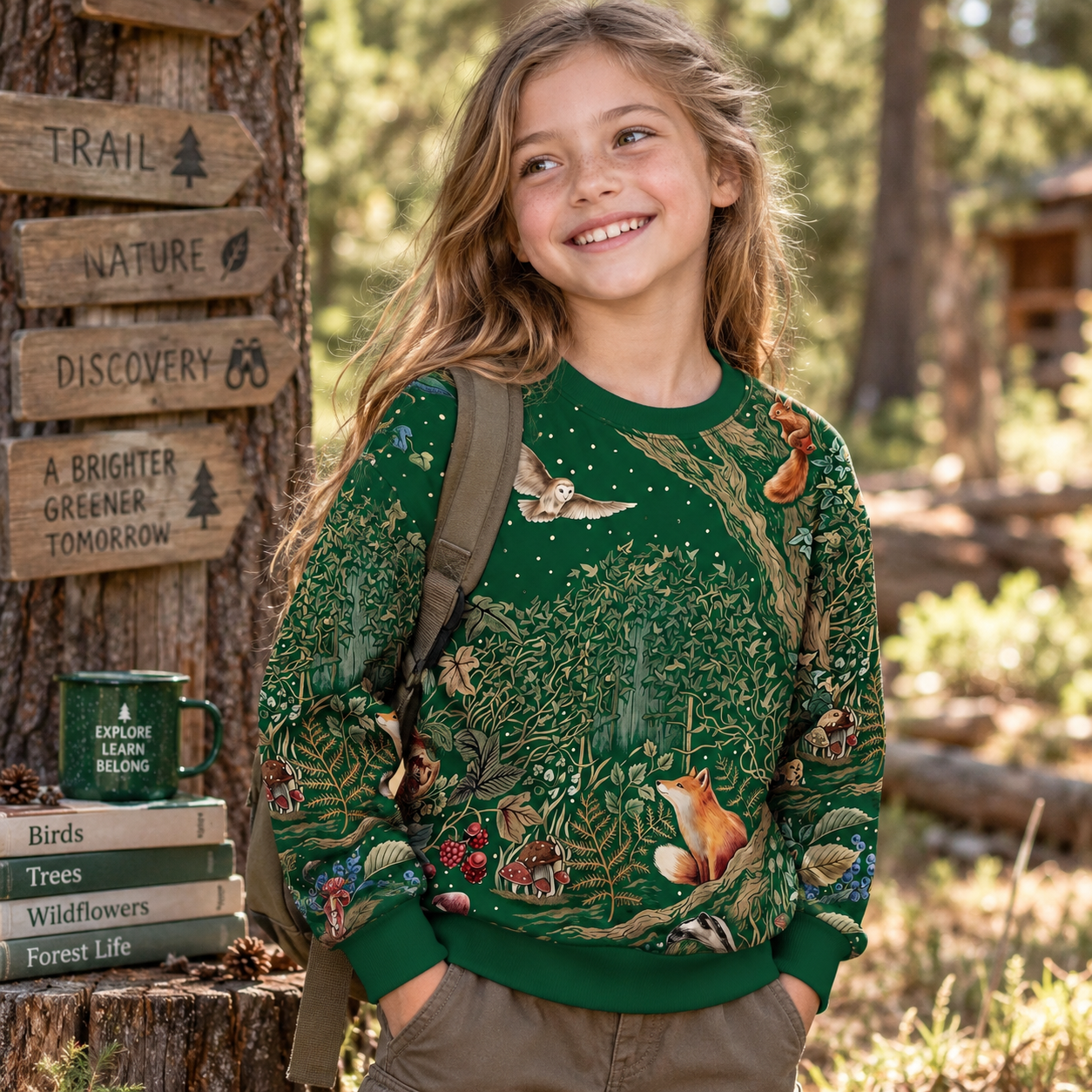 Woodland Tapestry Animal Kids Premium Eco Sweatshirts