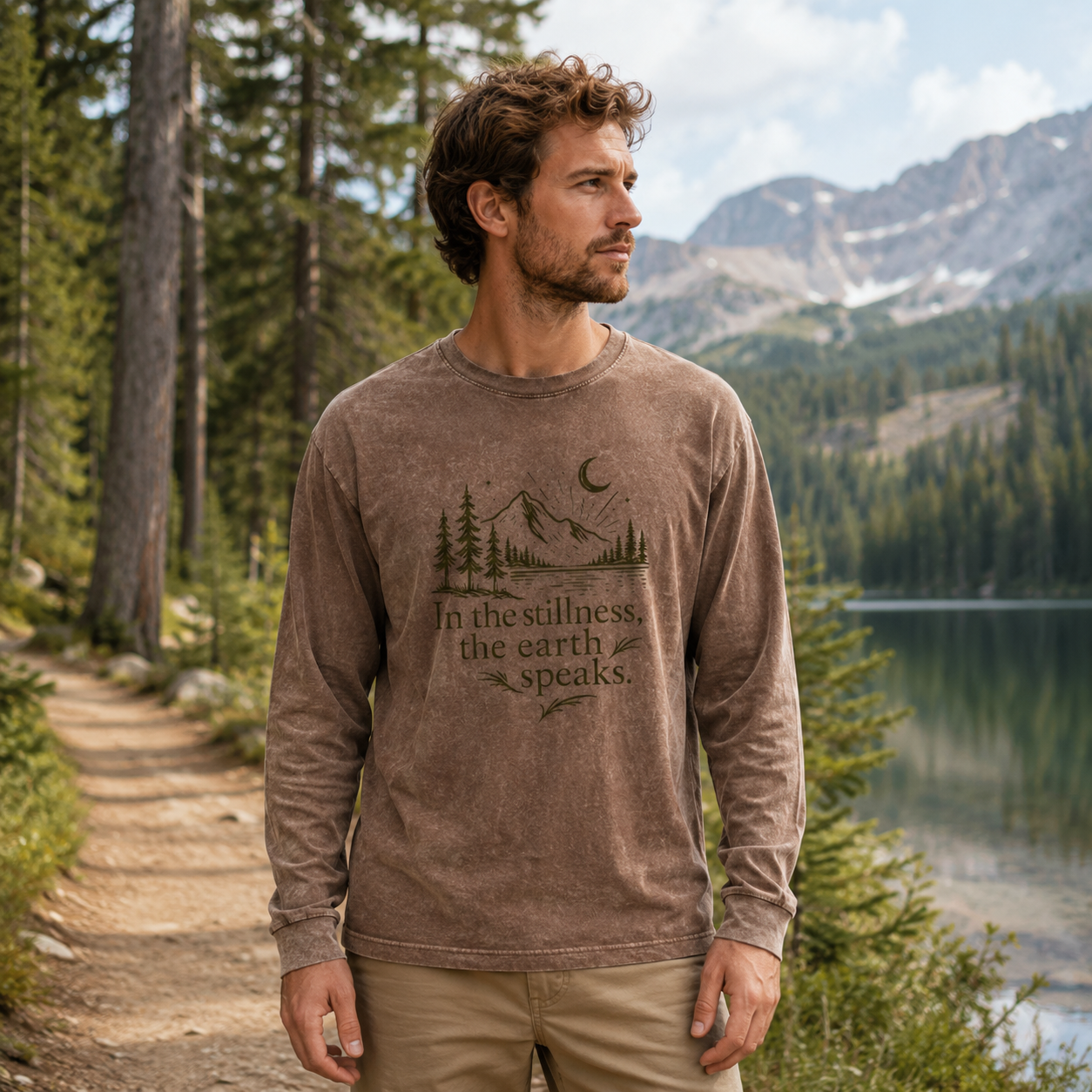In the Stillness the Earth Speaks Washed Long Sleeves