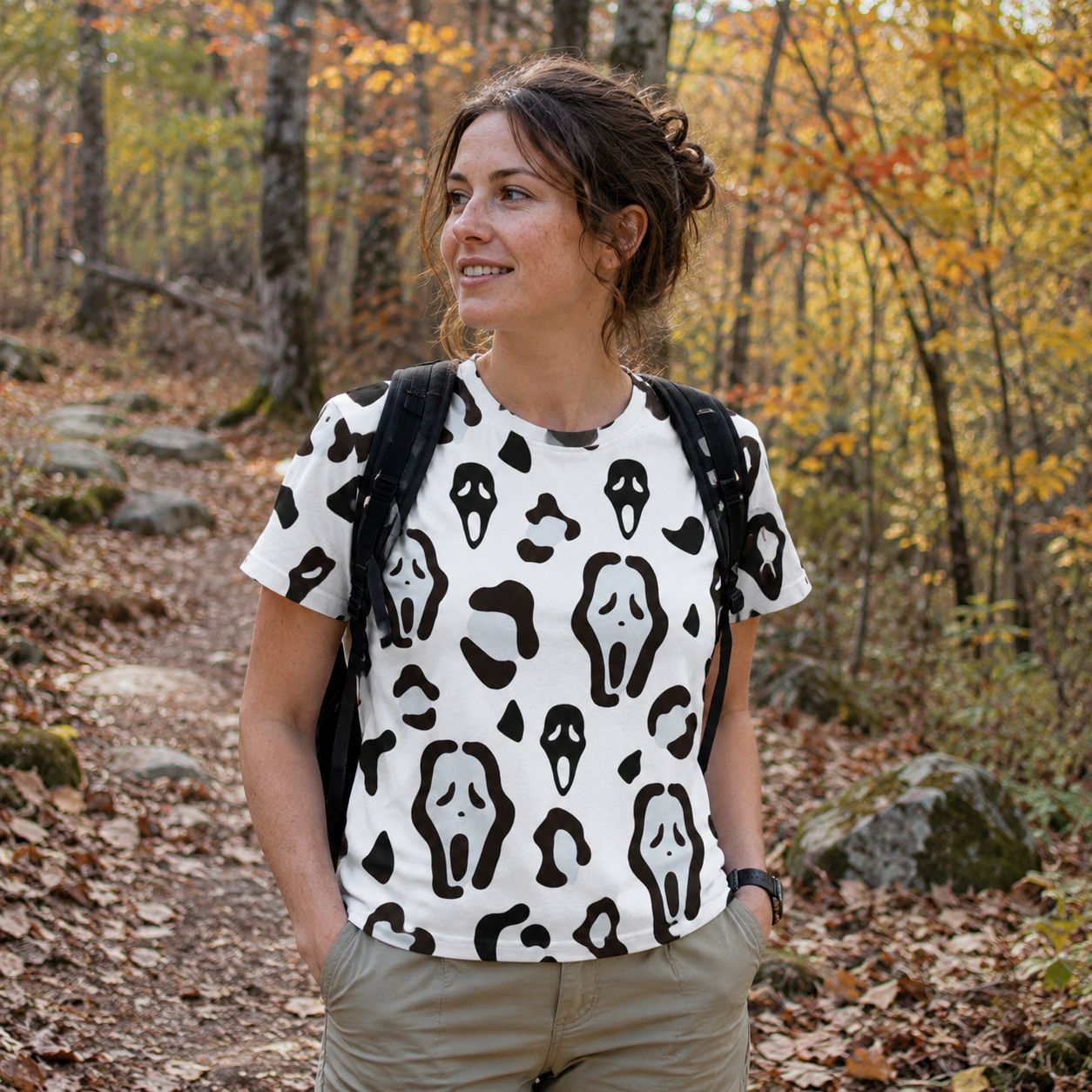Ghost Face Leopard Pattern Premium Pure Cotton Tee