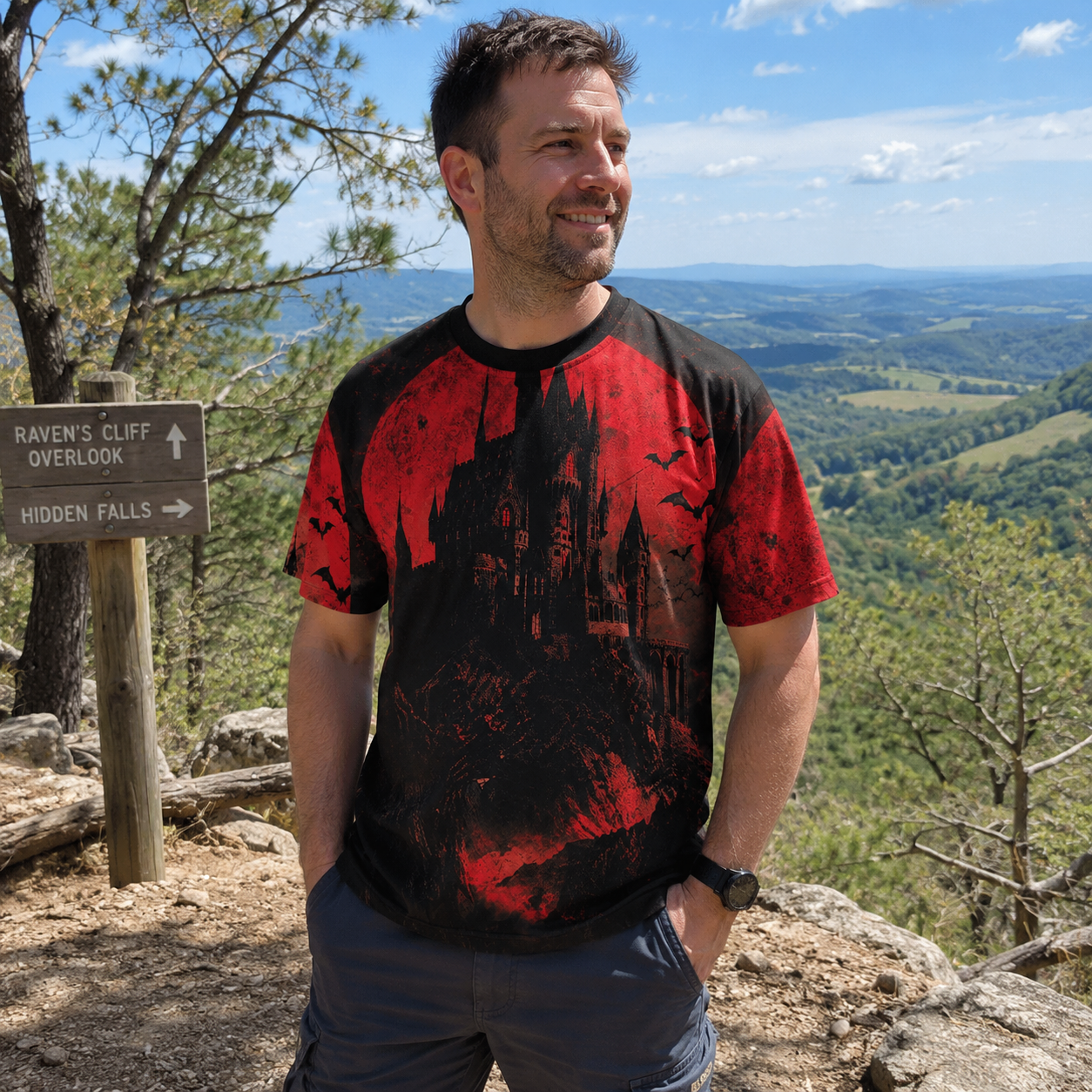 Crimson Moon Haunted Castle Premium Pure Cotton Tee
