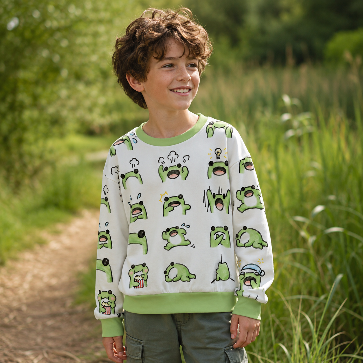 Frog Yoga Pose Collection Kids All-over Printed Sweatshirt