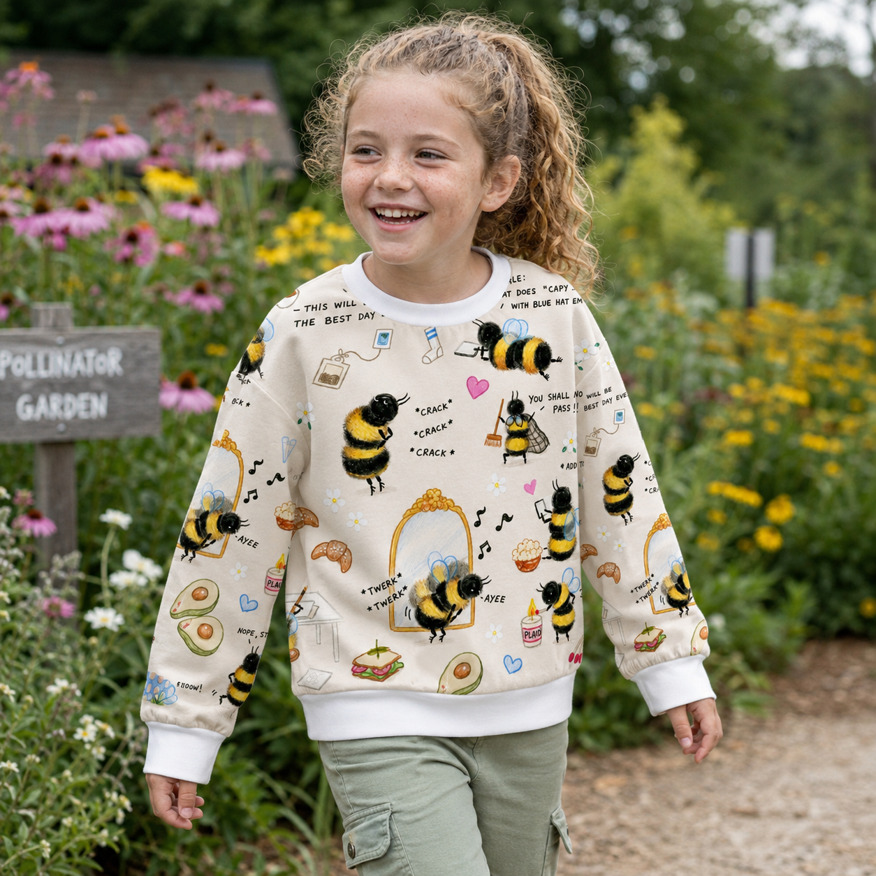 A Day In The Life Of A Bee Kids All-over Printed Sweatshirt