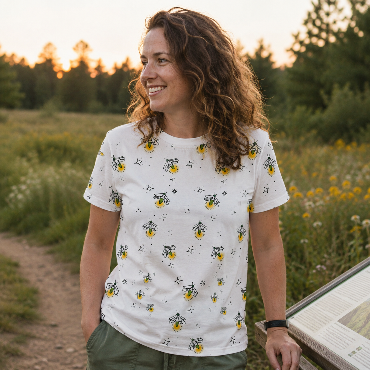 Golden Fireflies Night Sparkle Premium Pure Cotton Tee