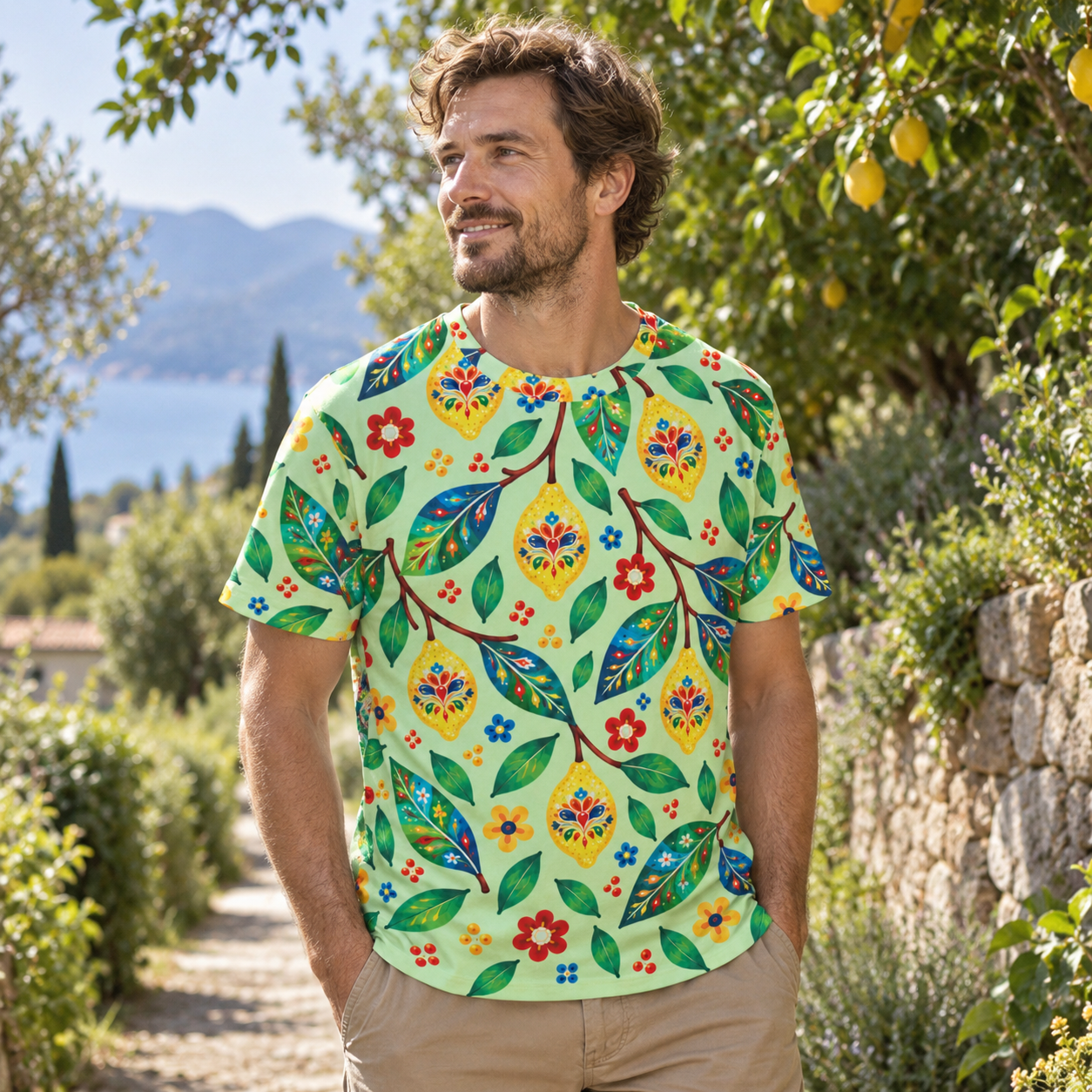 Folk Fruit Tree Blossom Premium Pure Cotton Tee