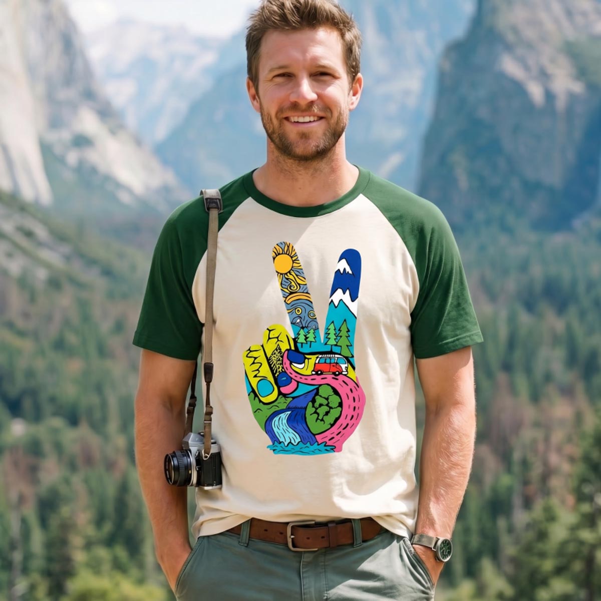 Funky Peace Nature Raglan T-Shirt