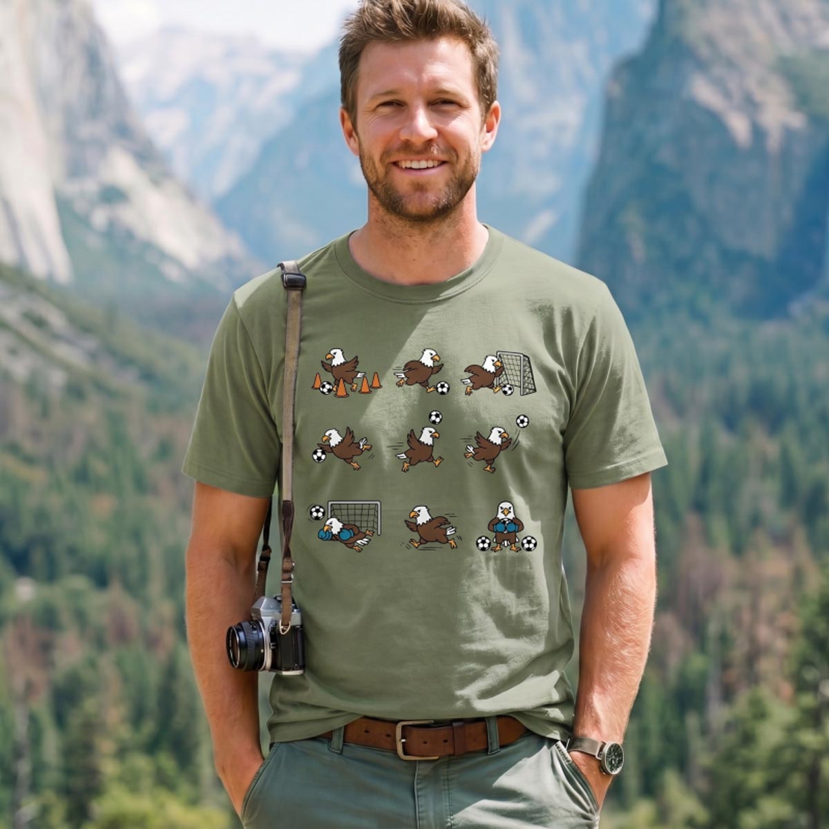 Funny Bald Eagle Soccer T‑Shirt