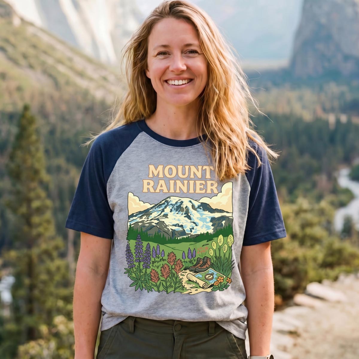 Mount Rainier Raglan T-Shirt