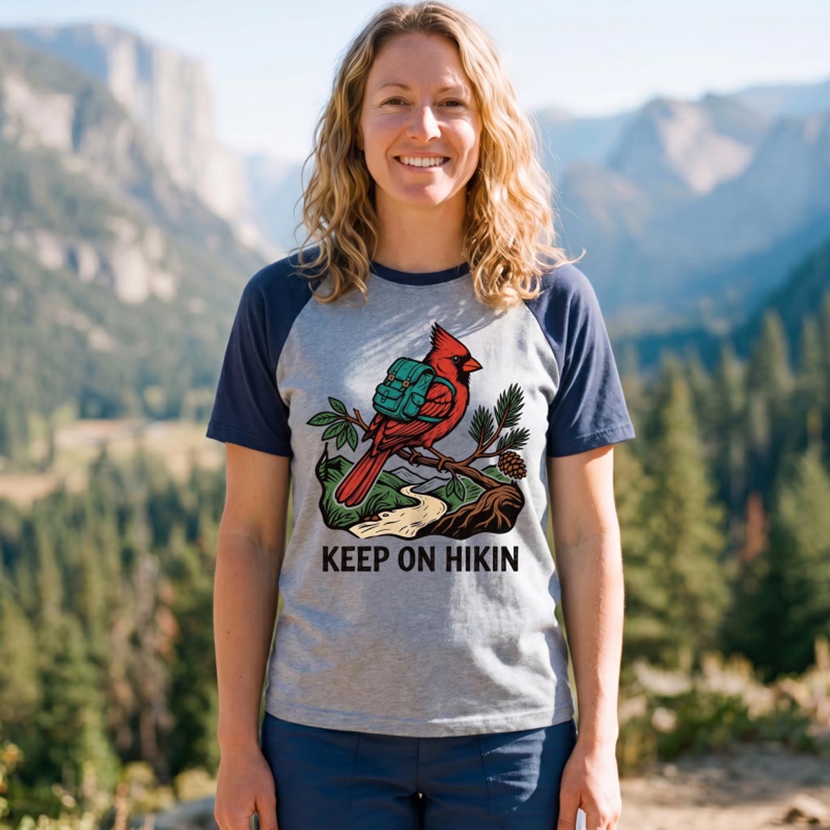 Keep On Hikin Cardinal Backpacker On Trail T-Shirt