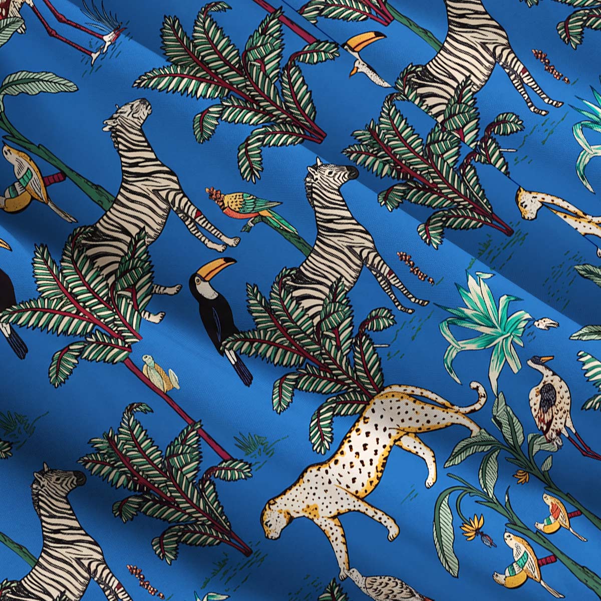 Safari Animal and Palm Straps Maxi Dress With Pocket